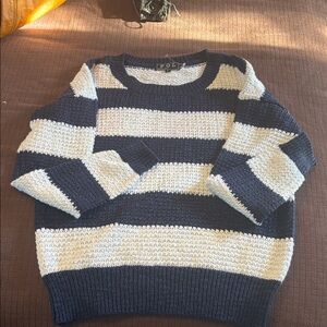 POL Women’s Crewneck Sweater - Navy and white Stripes